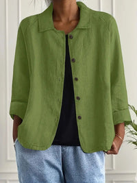 Gladys | Women's Long Sleeve Button-Up Blouse in Yellow Green