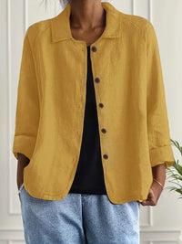 Gladys | Women's Long Sleeve Button-Up Blouse in Yellow