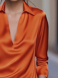 Glenda | Women's Long Sleeve Collared V-Neck Blouse