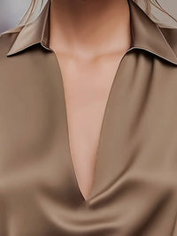 Glenda | Women's Long Sleeve Collared V-Neck Blouse