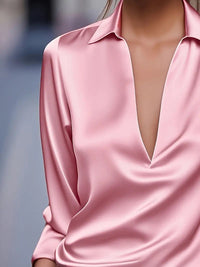 Glenda | Women's Long Sleeve Collared V-Neck Blouse
