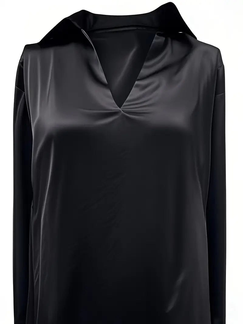 Glenda | Women's Long Sleeve Collared V-Neck Blouse