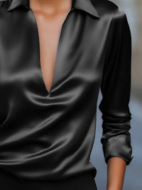 Glenda | Women's Long Sleeve Collared V-Neck Blouse
