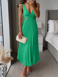 Glenda | Women's V-Neck Elegant Maxi Dress in Green