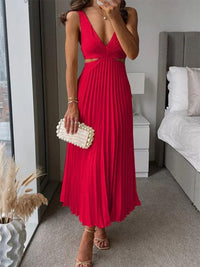 Glenda | Women's V-Neck Elegant Maxi Dress in Red