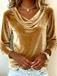 Gloria | Women's Long Sleeve Drape Neck Blouse