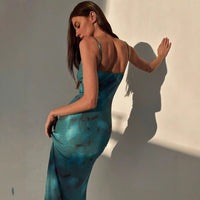 Gloria | Women's Flowing Elegant Midi Dress in Peacock Green