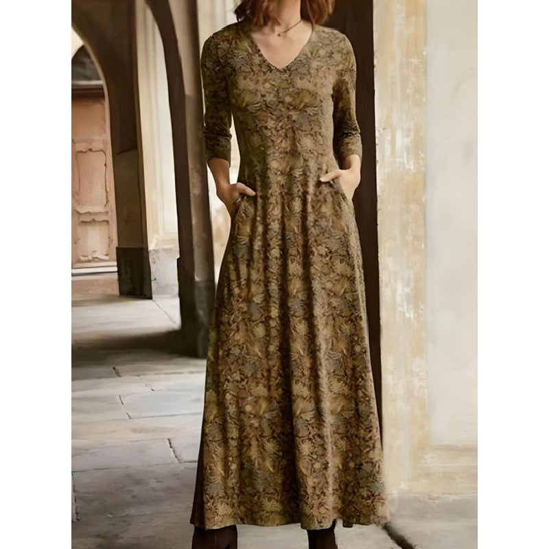 Glorianna | Women's Pockets Maxi Dress in Brown