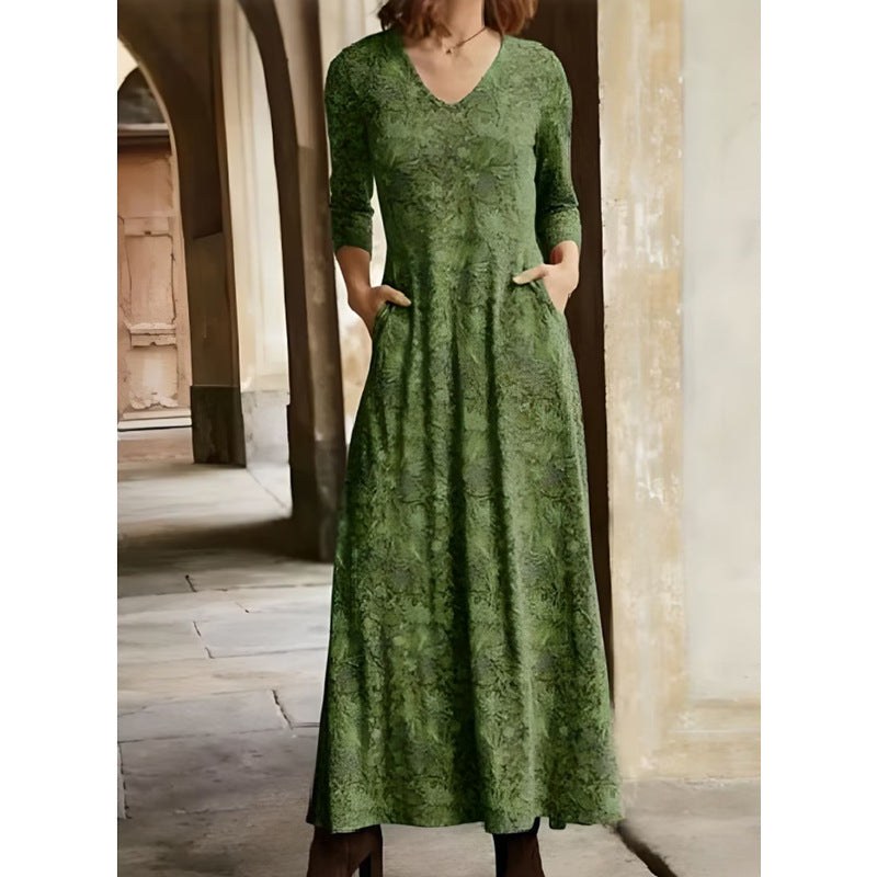 Glorianna | Women's Pockets Maxi Dress in Green