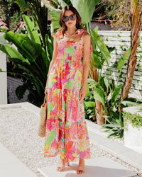 Glorianna | Women's Floral Maxi Dress in Red