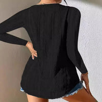 Godeleine | Women's V-Neck Textured Long Sleeve Fashionable Top