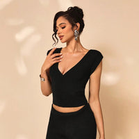 Godiva | Women's V-Neck Top in Black