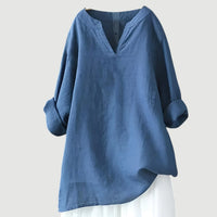 Godiva | Women's Long Sleeve V-Neck Blouse in Blue