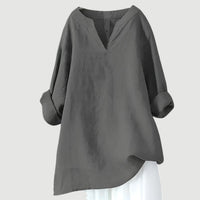 Godiva | Women's Long Sleeve V-Neck Blouse in Gray