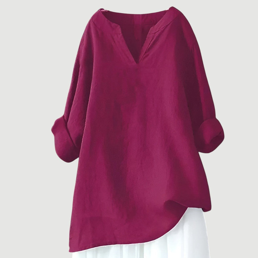 Godiva | Women's Long Sleeve V-Neck Blouse in Purple