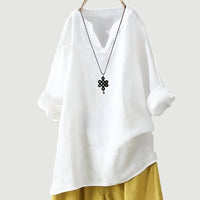Godiva | Women's Long Sleeve V-Neck Blouse in White