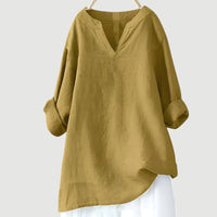 Godiva | Women's Long Sleeve V-Neck Blouse in Yellow