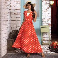 Golda | Women's Wrap Modern Maxi Dress in Red