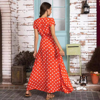 Golda | Women's Wrap Modern Maxi Dress in Red