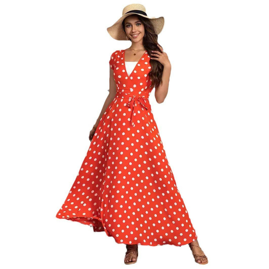 Golda | Women's Wrap Modern Maxi Dress in Red