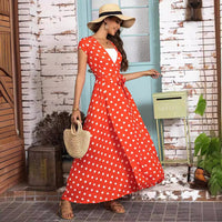 Golda | Women's Wrap Modern Maxi Dress in Red