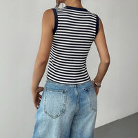 Golnar | Women's Sleeveless Striped Shirt in Dark Blue