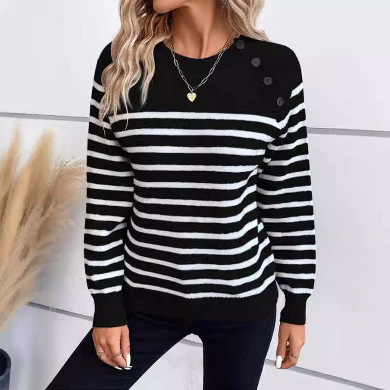 Gracie | Women's Crew Neck Button Detail Sweater