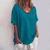 Gracie | Women's Loose with Round Neckline Blouse in Blue Green