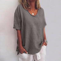 Gracie | Women's Loose with Round Neckline Blouse in Gray