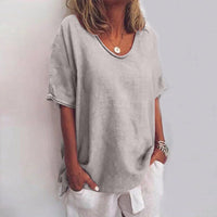 Gracie | Women's Loose with Round Neckline Blouse in Light Gray