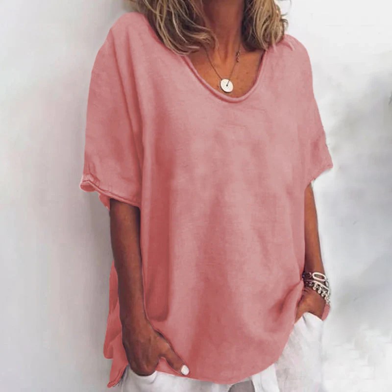 Gracie | Women's Loose with Round Neckline Blouse in Pink