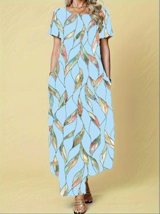 Gracieuse | Women's Pockets Elegant Maxi Dress in Sky Blue