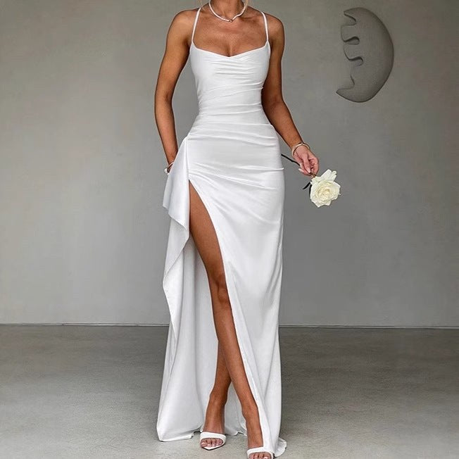 Greta | Women's Slit Elegant Maxi Dress in White