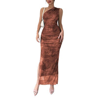 Greta | Women's Ruched Elegant Maxi Dress in Light Brown