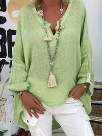 Greta | Women's Oversized with V-Neck Blouse in Light Green