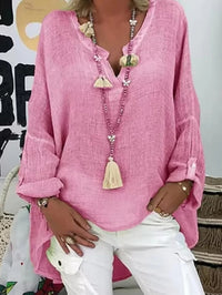 Greta | Women's Oversized with V-Neck Blouse in Pink