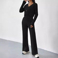 Griselda | Women's Button Detail V-Neck Knit Elegant Two-Piece Set