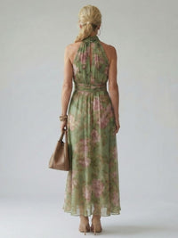 Griseldis | Women's Halter Green Midi Dress