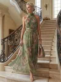 Griseldis | Women's Halter Green Midi Dress