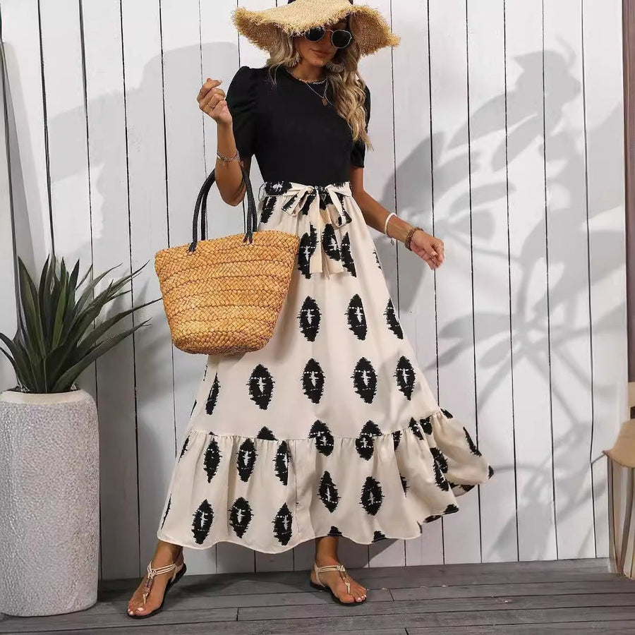 Guendolen | Women's Puff Sleeve Fashionable Maxi Dress in Black