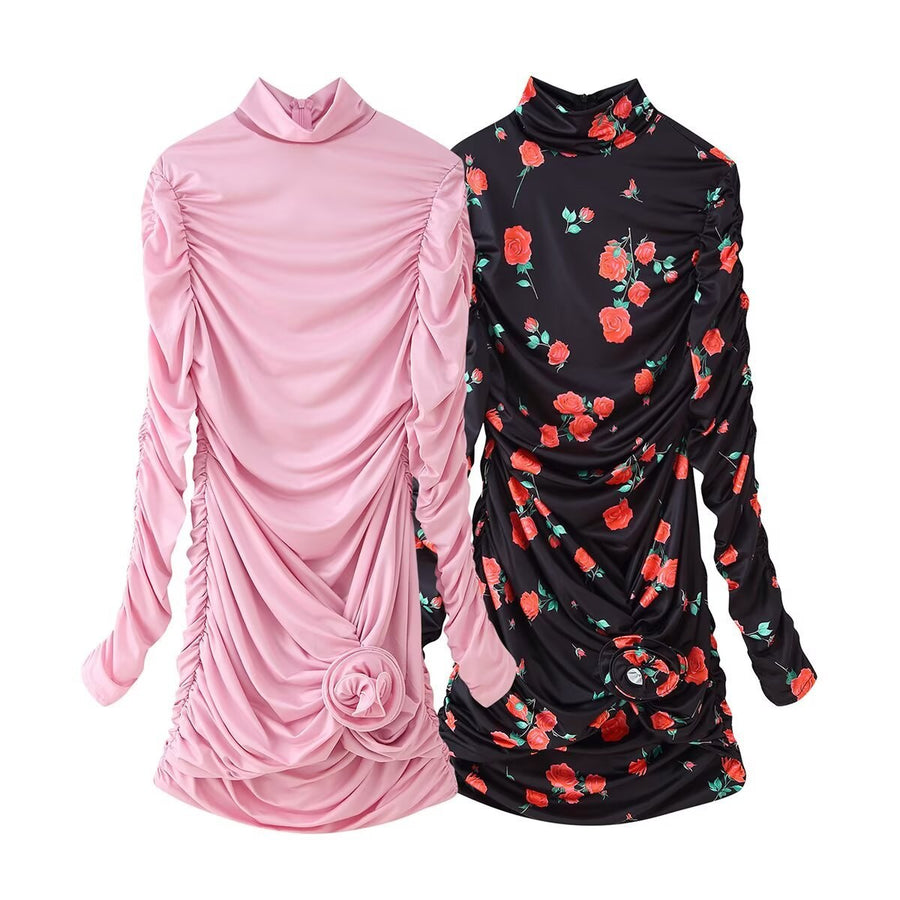 Guinevere | Women's Stand Collar Ruffle Floral Elegant Shirt