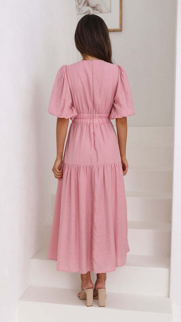 Guinevere | Women's V-Neck Maxi Dress in Lotosblutenfarb