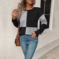 Guinevere | Women's Color Block Fashionable Sweatshirt in Black