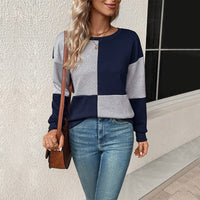 Guinevere | Women's Color Block Fashionable Sweatshirt in Dark Blue