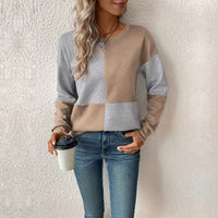 Guinevere | Women's Color Block Fashionable Sweatshirt in Khaki