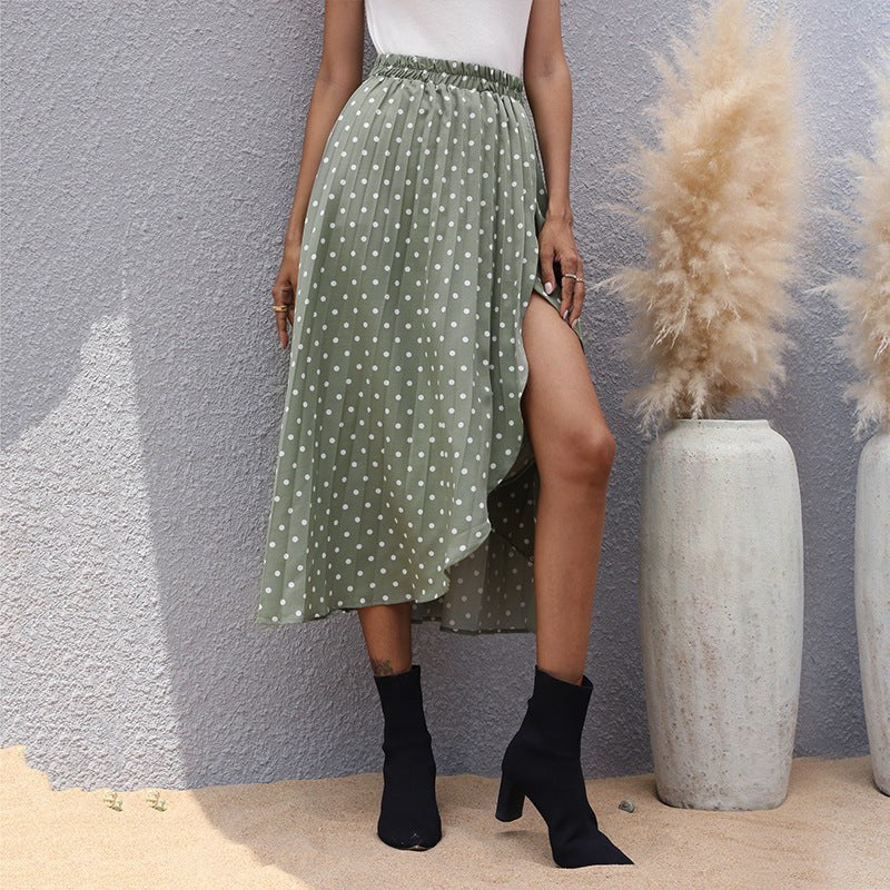 Gustava | Women's Asymmetric Slit Elegant Maxi Skirt in Light Green