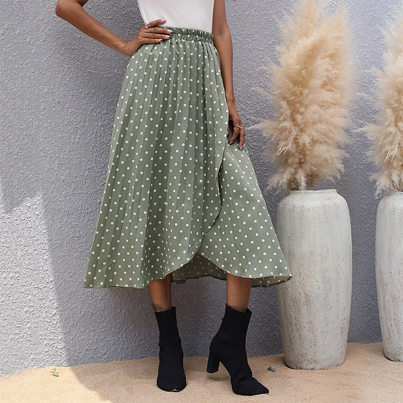 Gustava | Women's Asymmetric Slit Elegant Maxi Skirt in Light Green