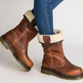 Gwen | Women's Fleece-Lined Leather Winter Boots Slip-On Ankle