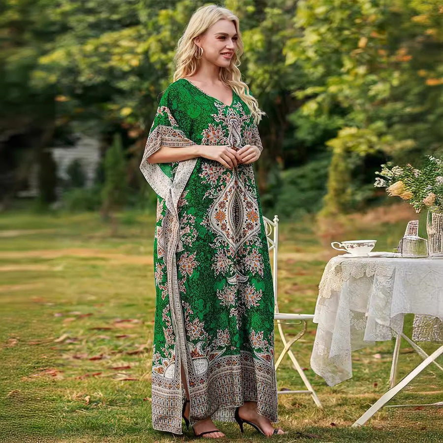 Gwenaelle | Women's V-Neck Floral Elegant Maxi Dress