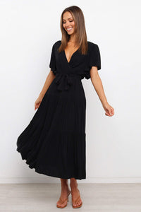 Gwendolen | Women's V-Neck Maxi Dress in Black